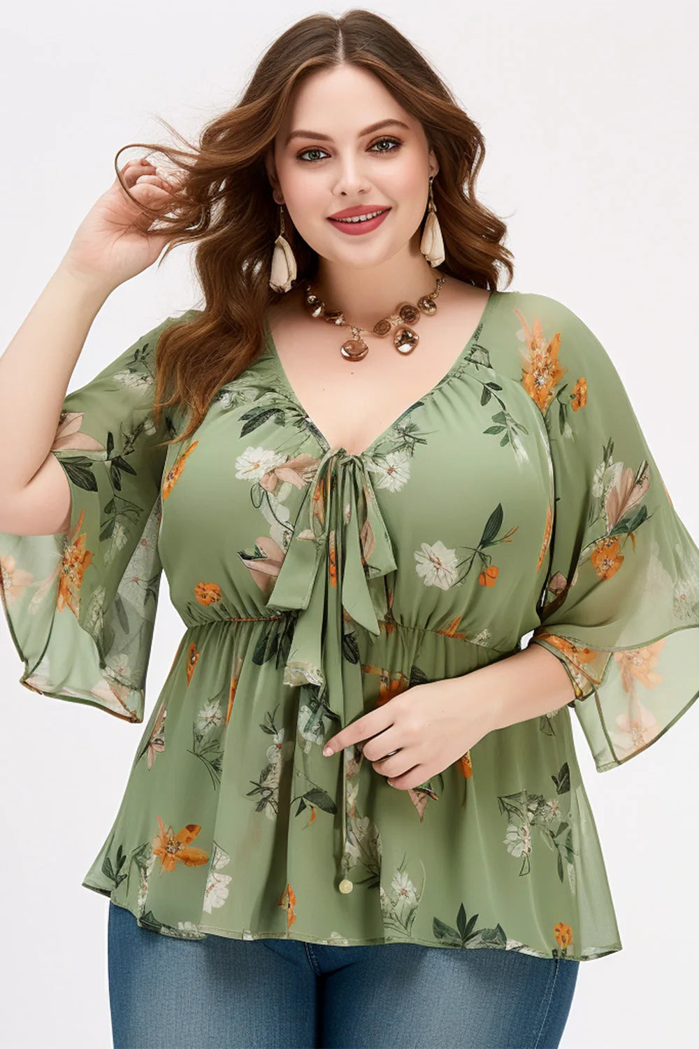 Plus Size Floral Chiffon Top – UNIQLEE